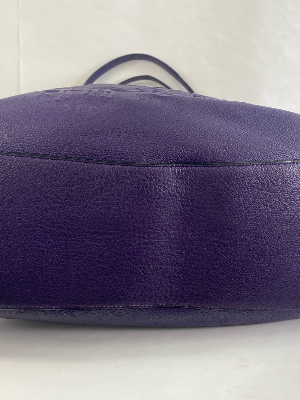 Coach Deep Purple Leather Shoulder Bag with Embossed Carriage - Picture 8 of 16